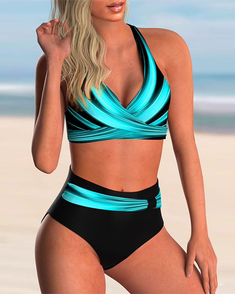 LILIANA | Bikini Set with Crossed Neckline and Print