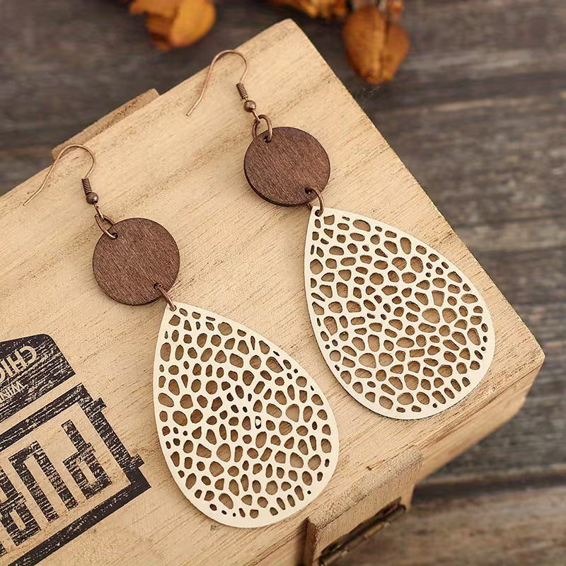 Vintage Leather Drop Earrings