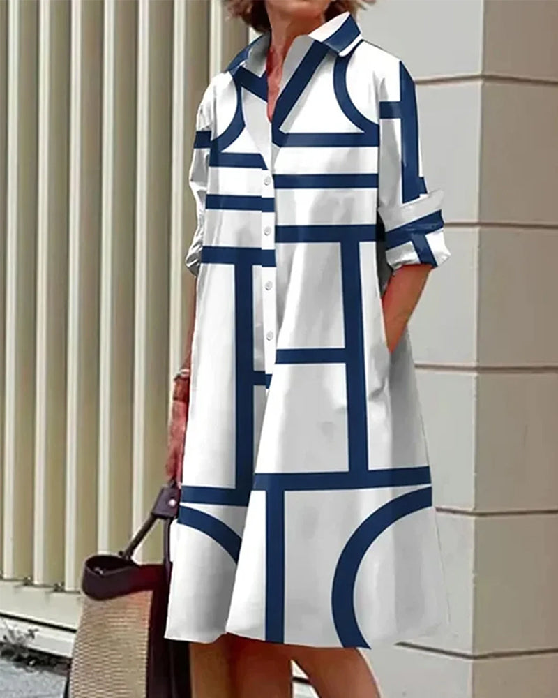 CLAIRE | Dress with pockets and geometric pattern