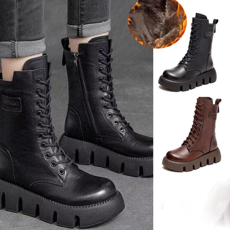 Thick-Soled Boots with Side Zipper