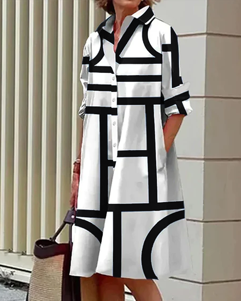 CLAIRE | Dress with pockets and geometric pattern
