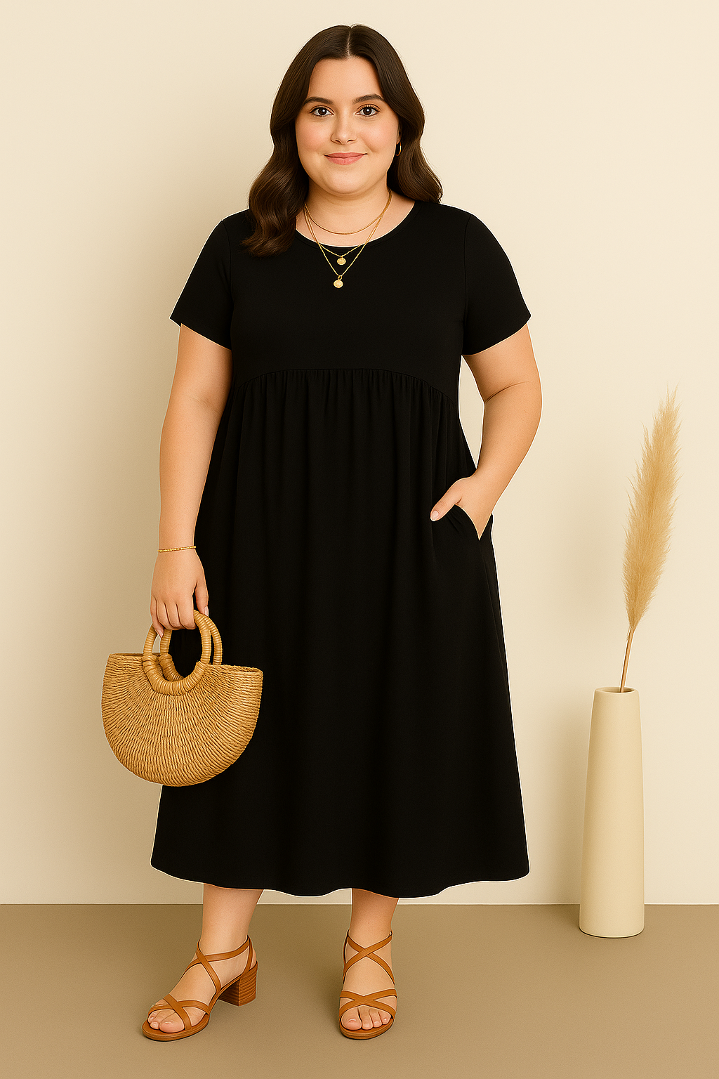 LAURA | Casual Wrap Dress with Flattering Tummy Coverage