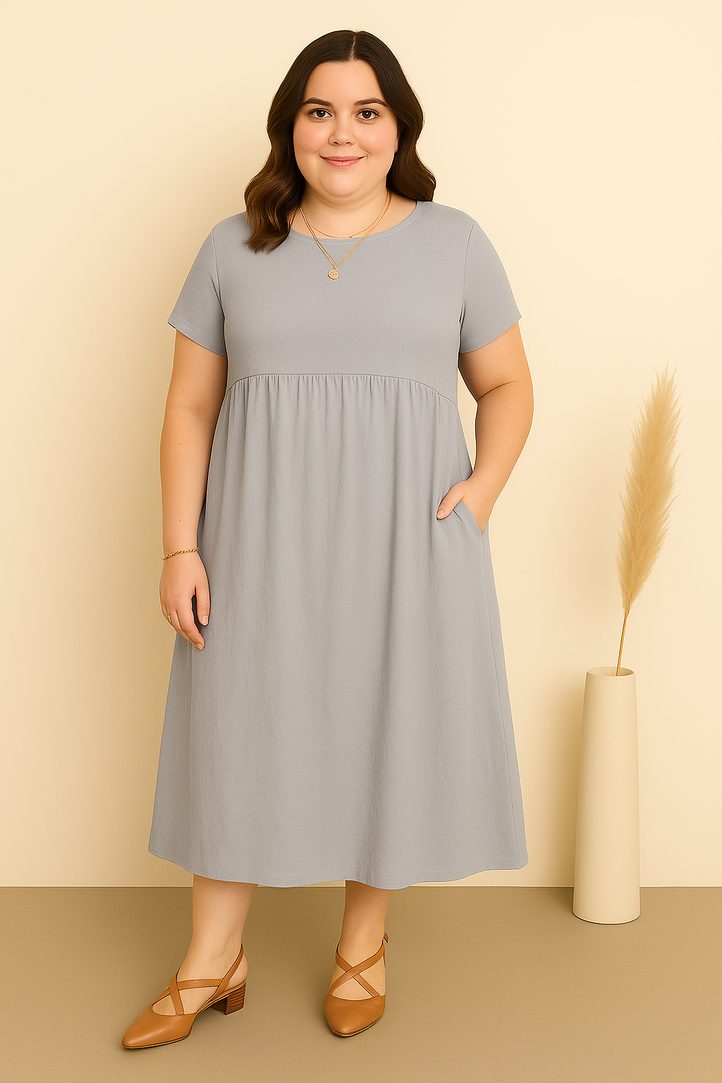 LAURA | Casual Wrap Dress with Flattering Tummy Coverage