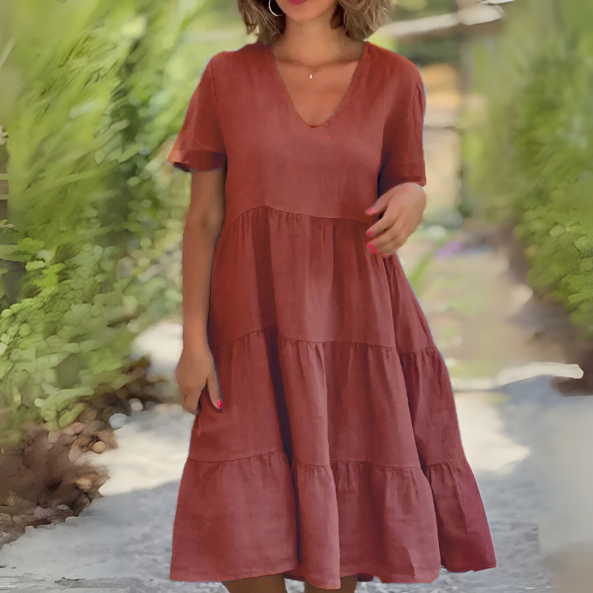 LUCE | Flowing V-neck Dress