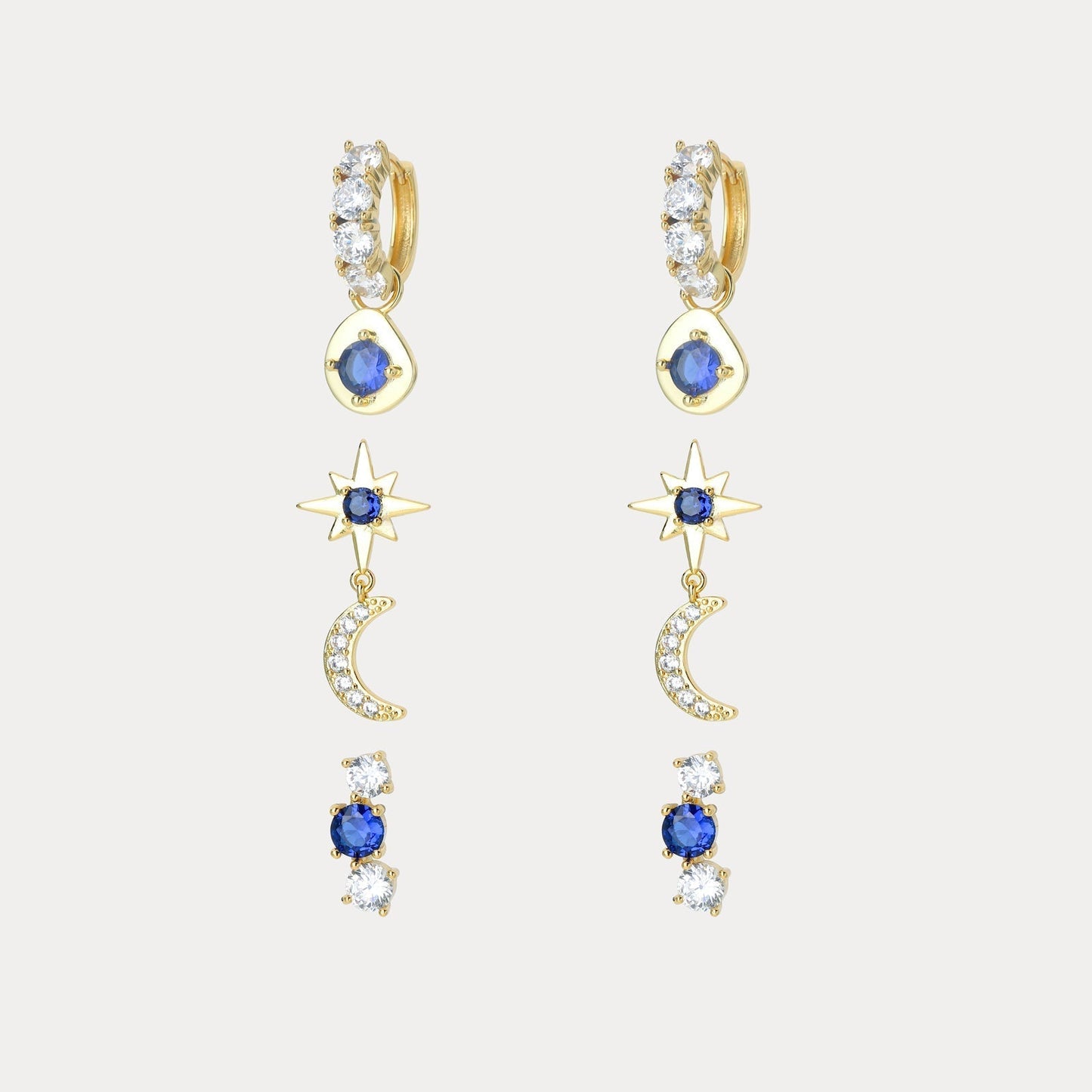Moon and Star Earring Sets