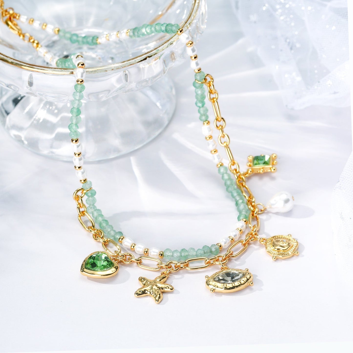 Vintage Charm Bead Necklace