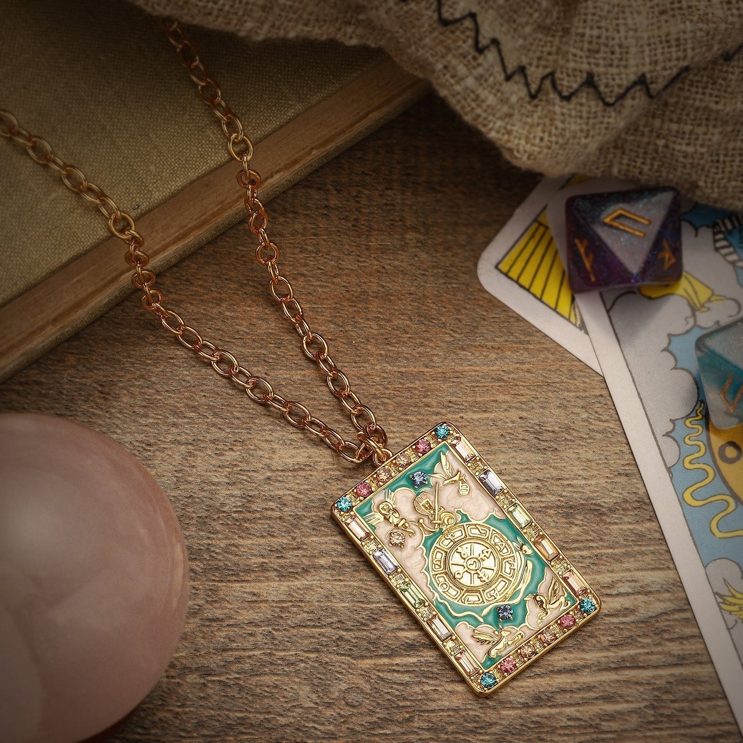Wheel of Fortune Tarot Card Necklace