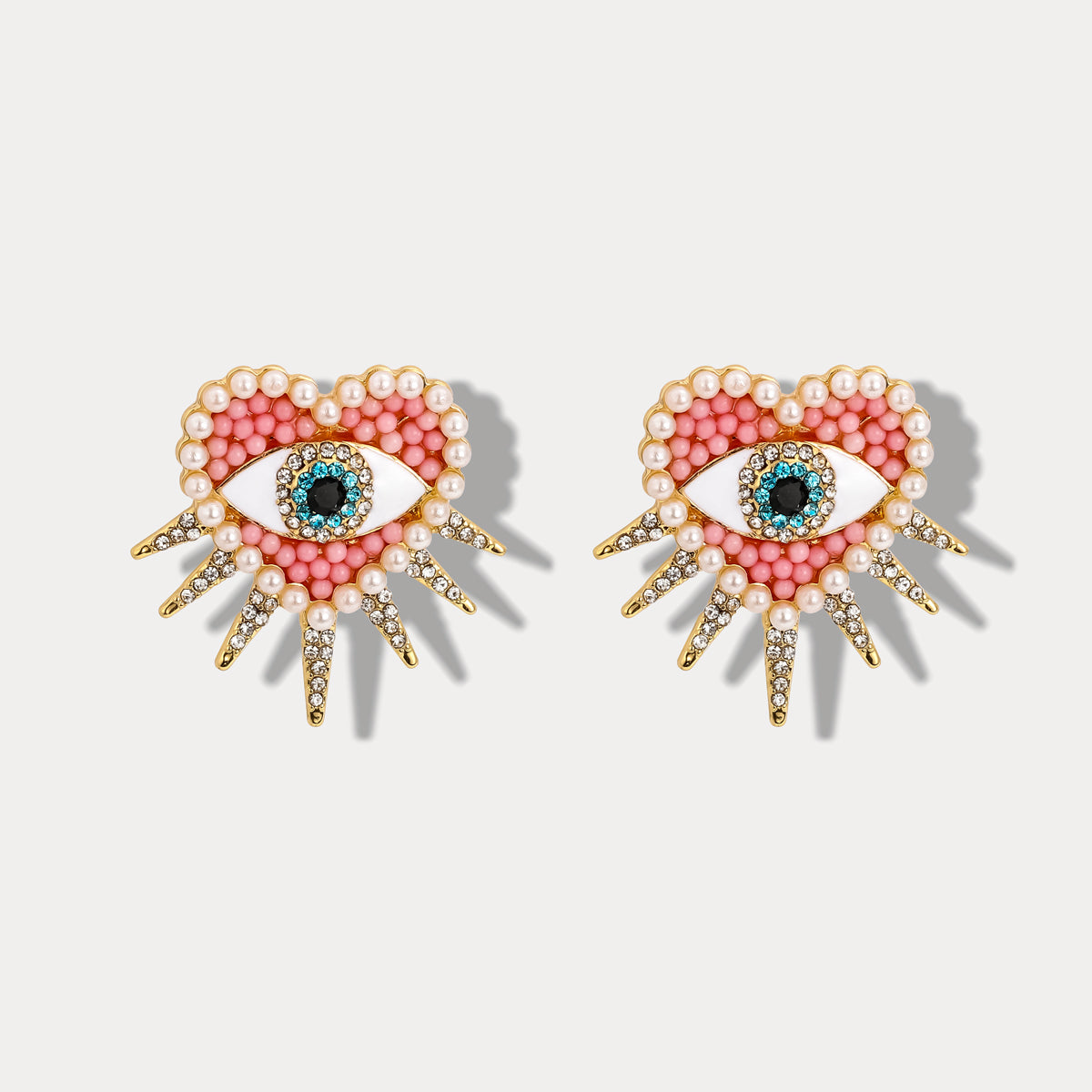 Diamond Sun Heart Evil Eye Earrings