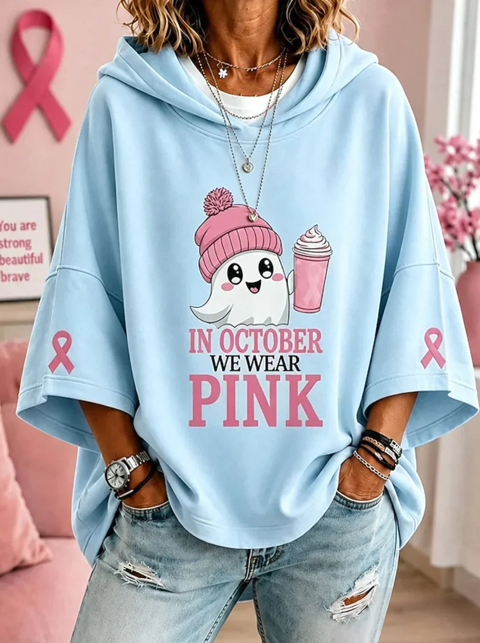 October we wear Pink Sweater