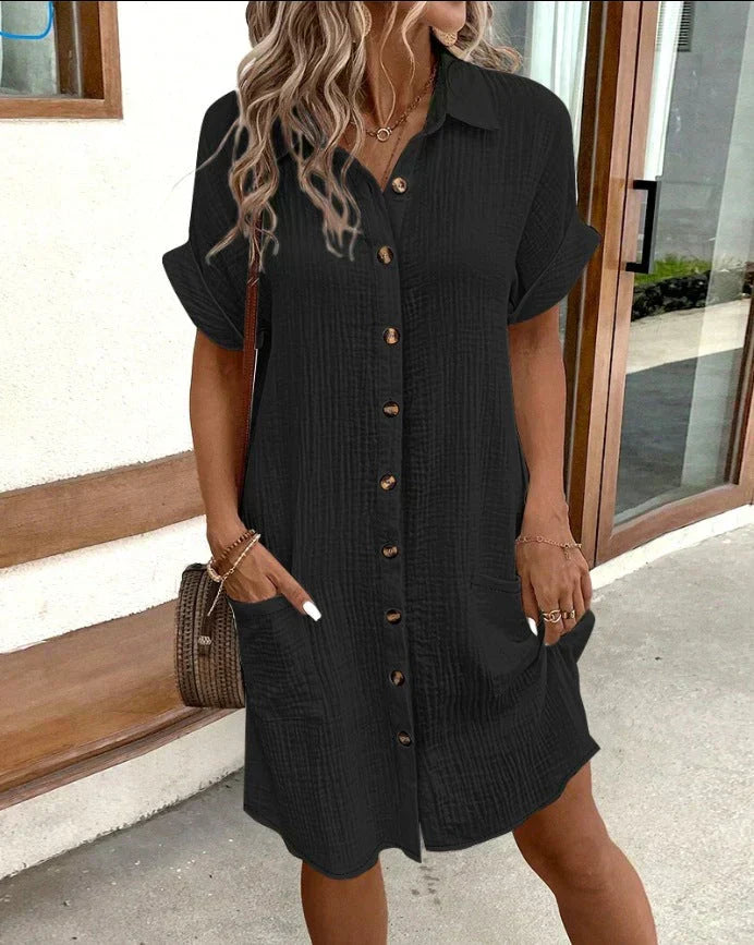 LISE | Oversized polo dress in woven fabric