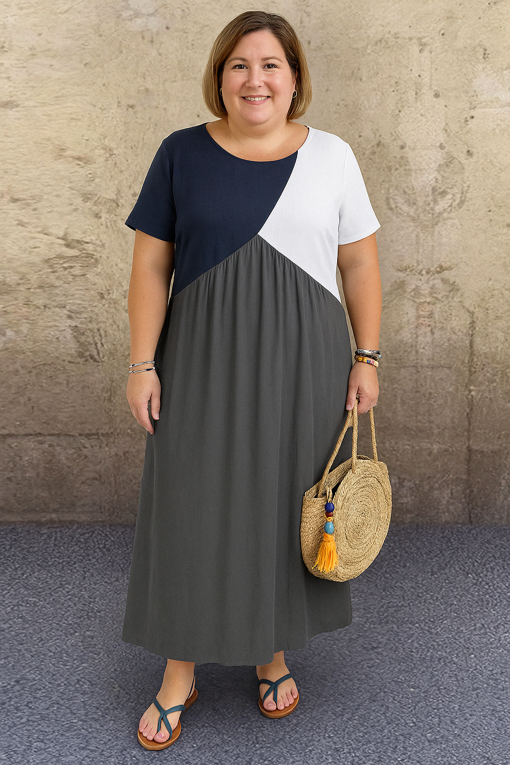 LAURENCE | Casual Patchwork Dress with Stomach-Flattering Fit
