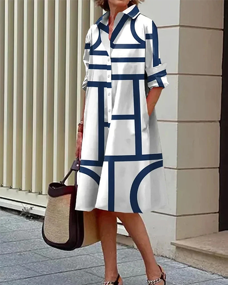 CLAIRE | Dress with pockets and geometric pattern