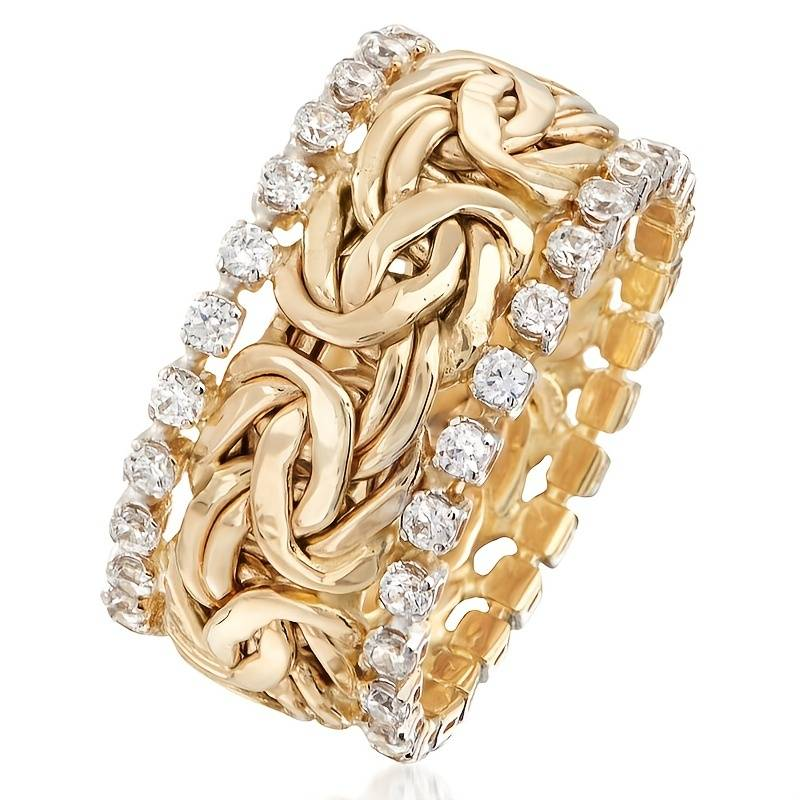 Classic Gold Braided Zirconia Ring