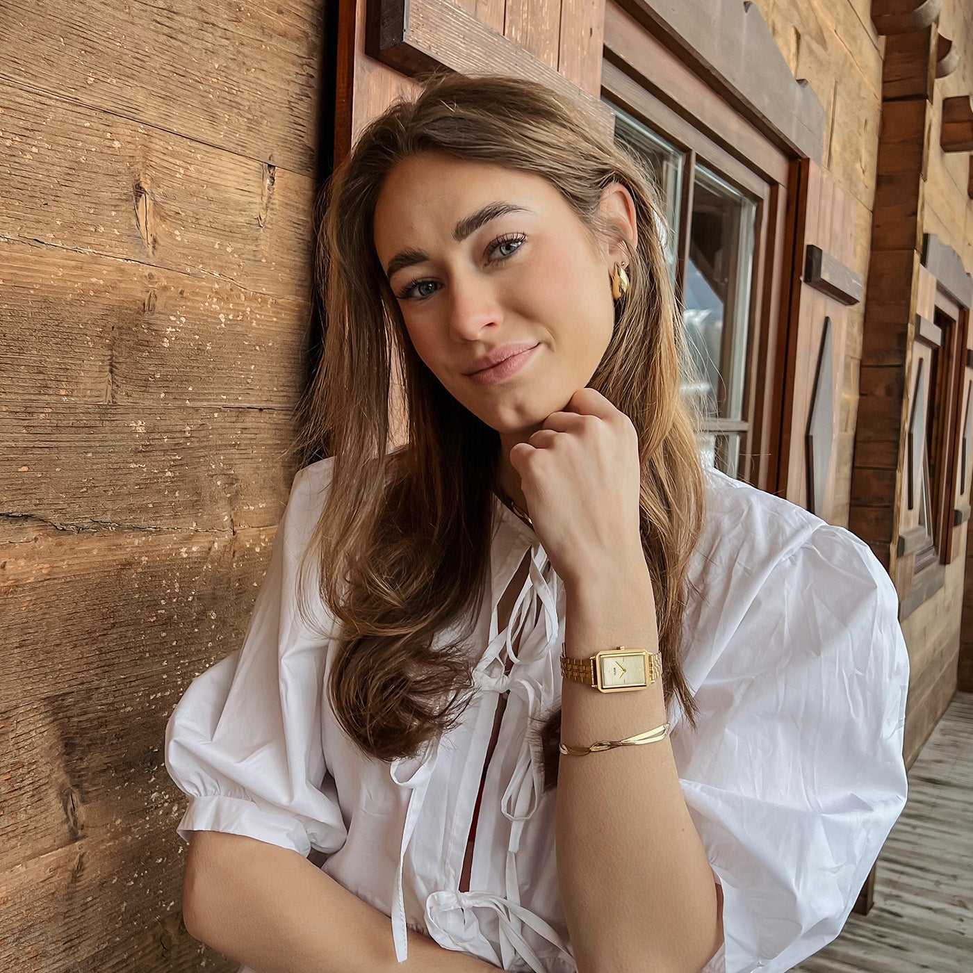 Fluette Watch Steel, Sand Texture Full Gold Colour