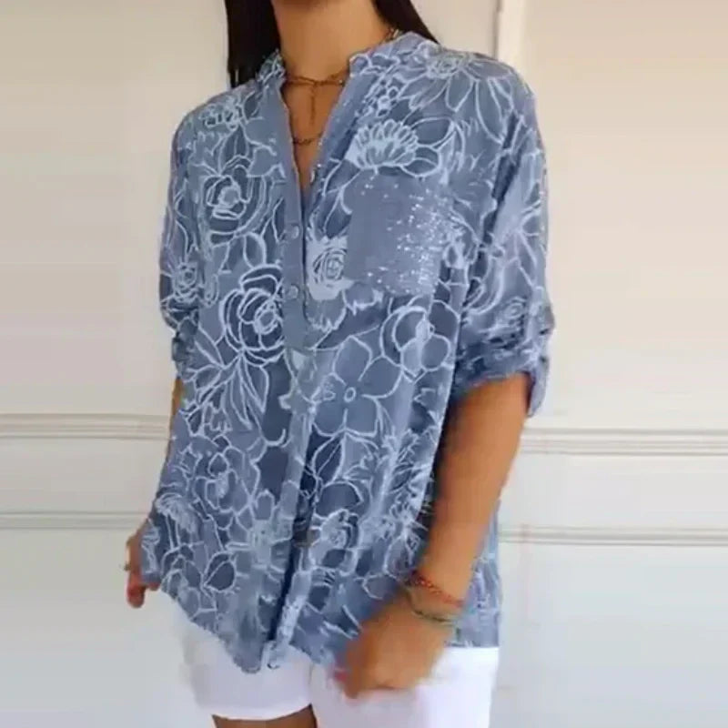 CLARINDA – Printed Button-Up Shirt