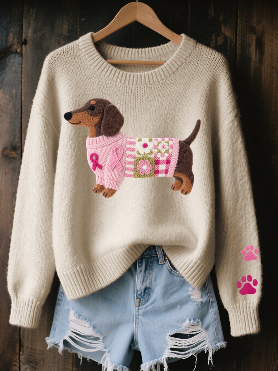 Sadie – Tricot Sweater with Felted Wool Dachshund Motif