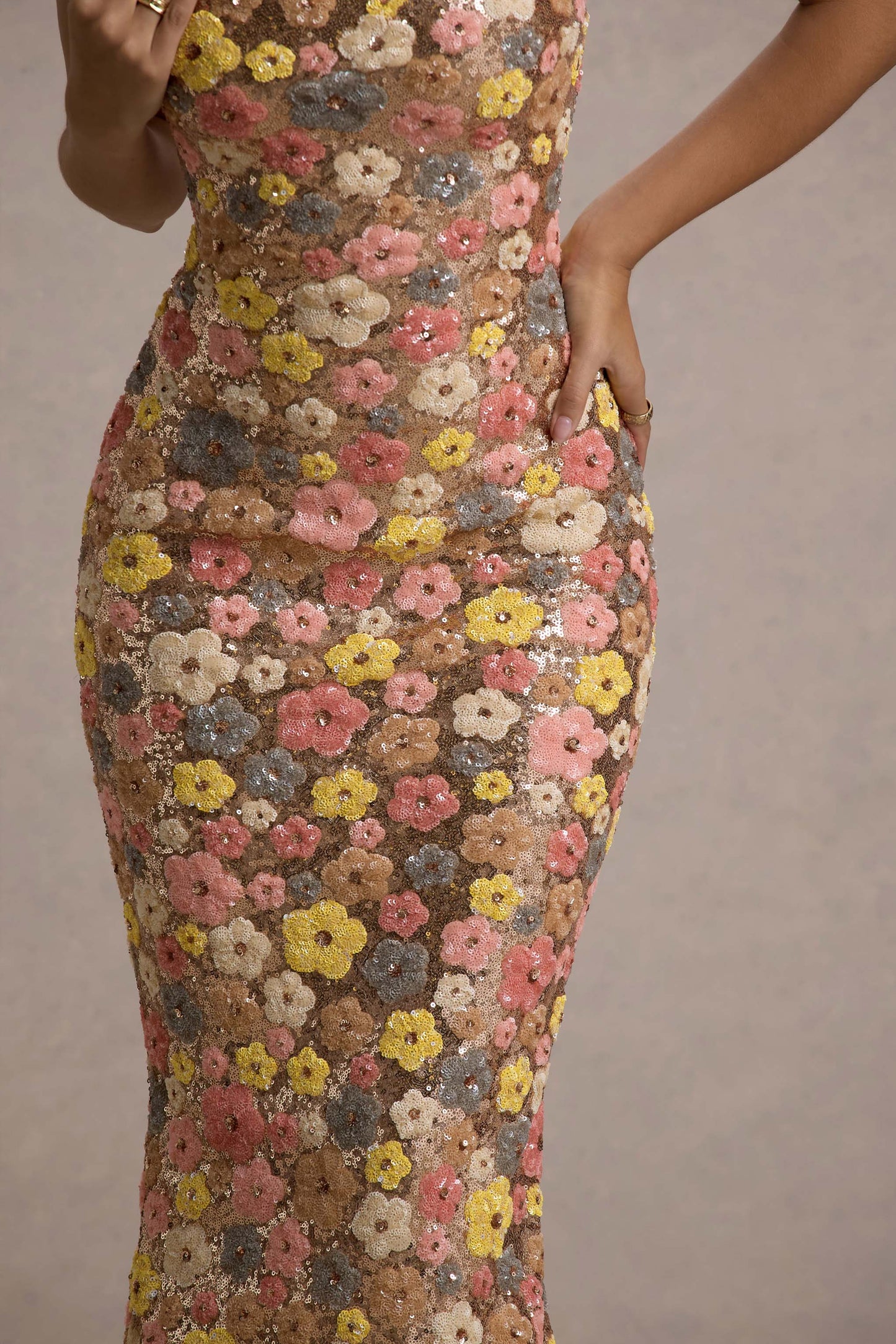 SELVIANA | Floral Maxi Dress with Sequins