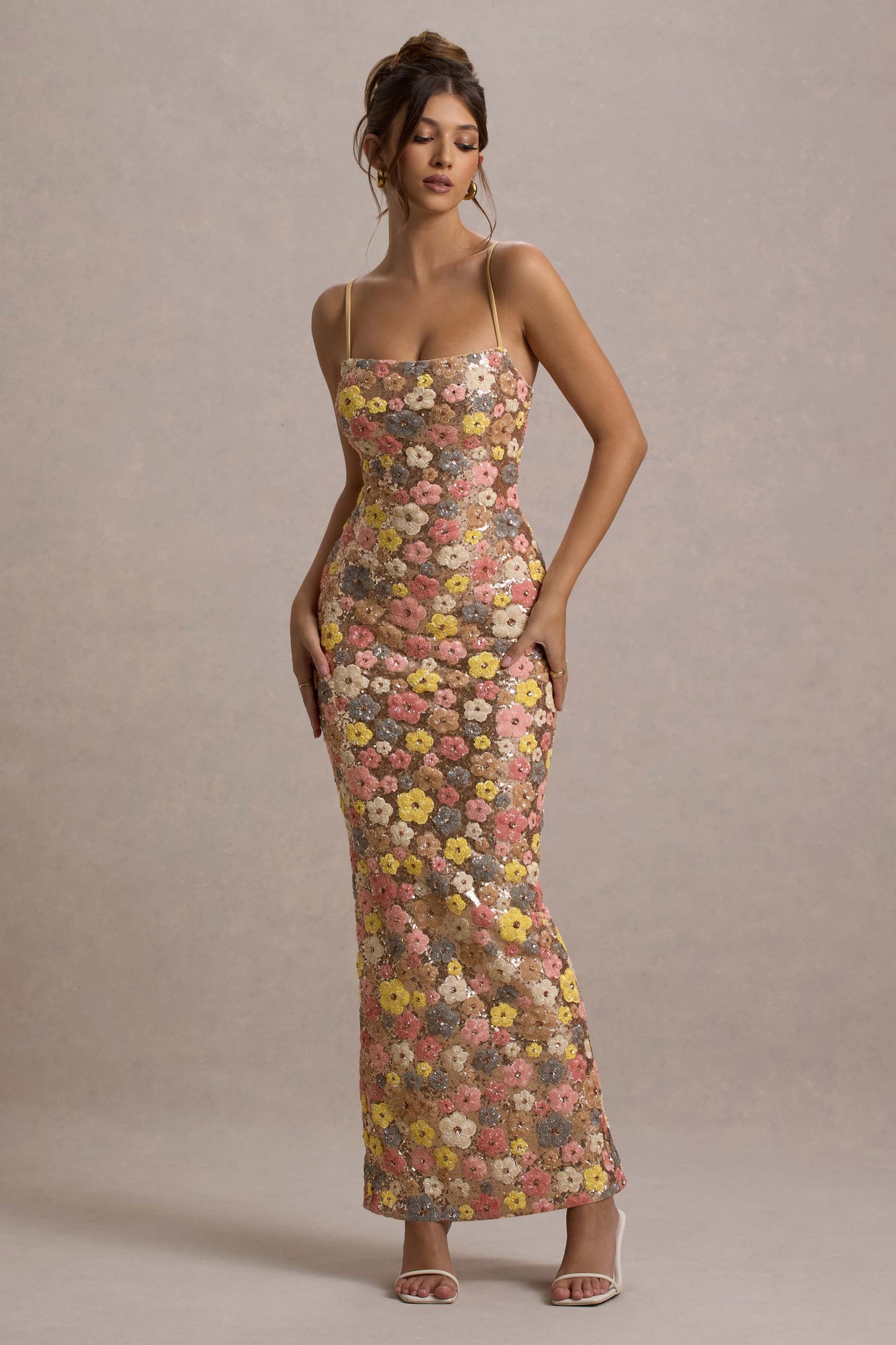 SELVIANA | Floral Maxi Dress with Sequins