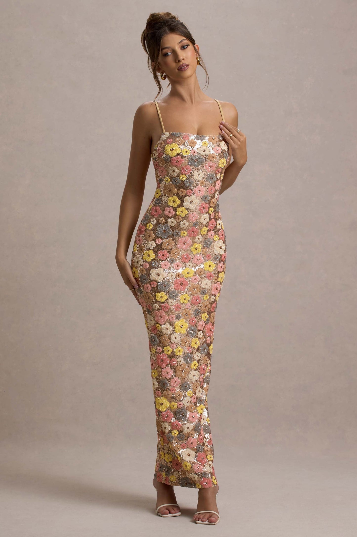 SELVIANA | Floral Maxi Dress with Sequins
