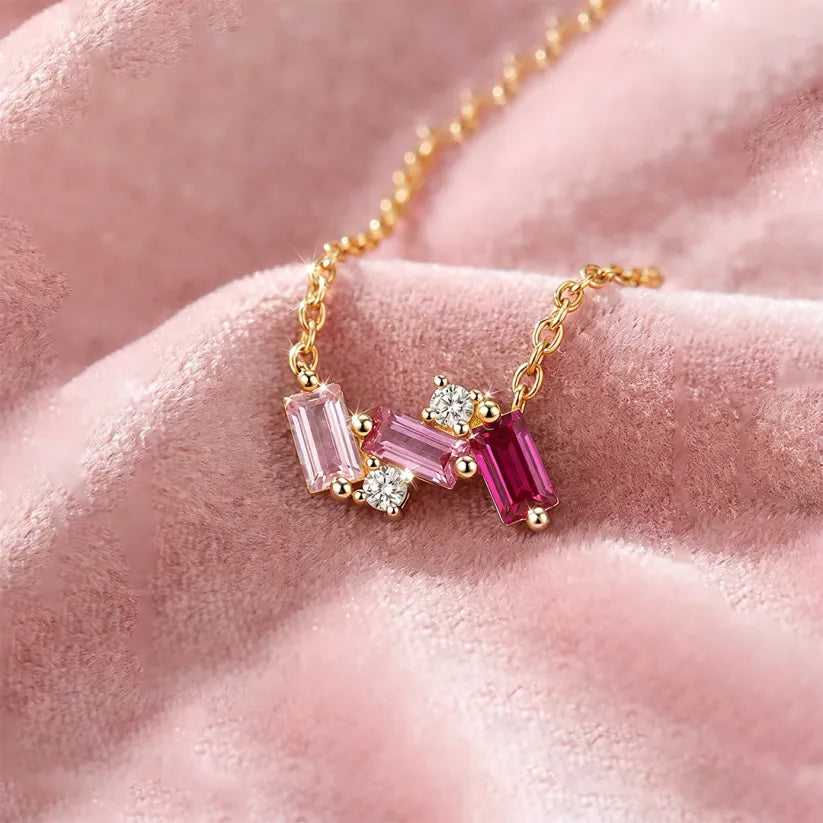 Breast Cancer Awareness-Pink Crushed Diamond Necklace