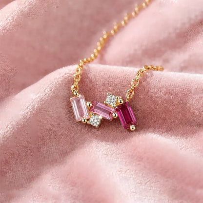 Breast Cancer Awareness-Pink Crushed Diamond Necklace