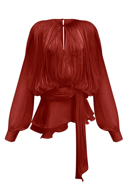 BERYL |  Pleated mini dress with ruffles