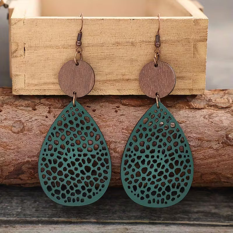Vintage Leather Drop Earrings
