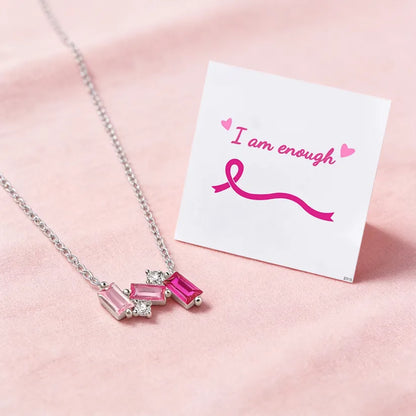 Breast Cancer Awareness-Pink Crushed Diamond Necklace