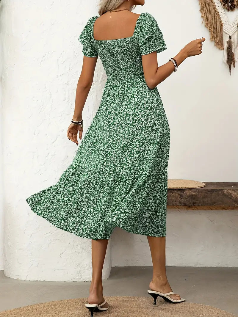 LIMA | Floral Ruffle Midi Dress