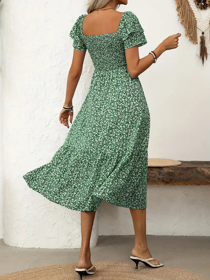 LIMA | Floral Ruffle Midi Dress