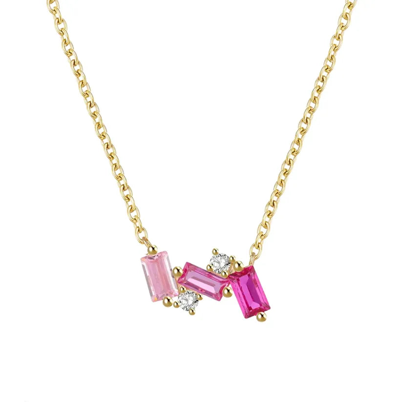 Breast Cancer Awareness-Pink Crushed Diamond Necklace