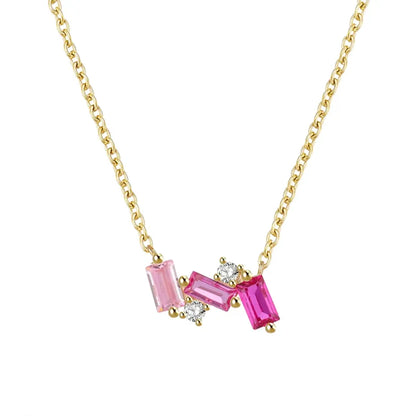 Breast Cancer Awareness-Pink Crushed Diamond Necklace
