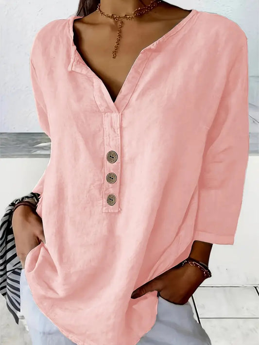 ROMY | V-Neck Button-Up Top