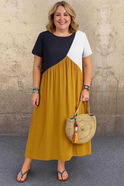 LAURENCE | Casual Patchwork Dress with Stomach-Flattering Fit