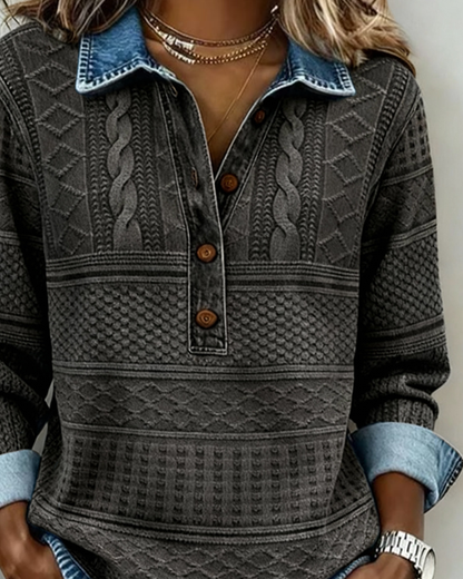 Modern Half-Breasted Sweater – Denim Style