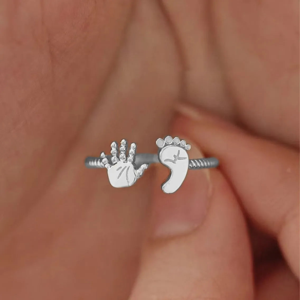 For Mother - S925 You Are Going to Make a Wonderful Mama Baby Palm and Feet Ring
