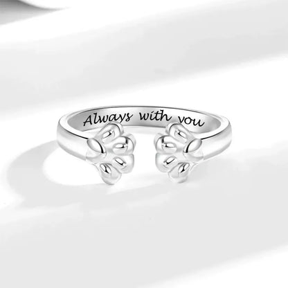Engraved Paw Print Open Ring