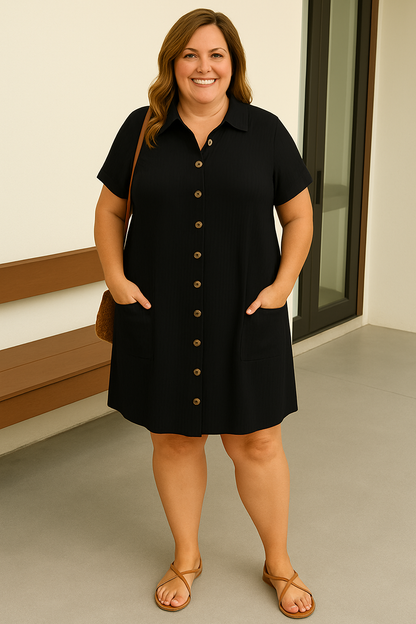 MÉLANIE | Button-Front Dress with Stomach-Flattering Cut