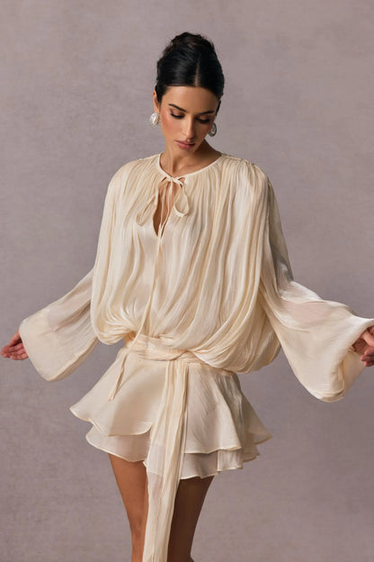 BERYL |  Pleated mini dress with ruffles