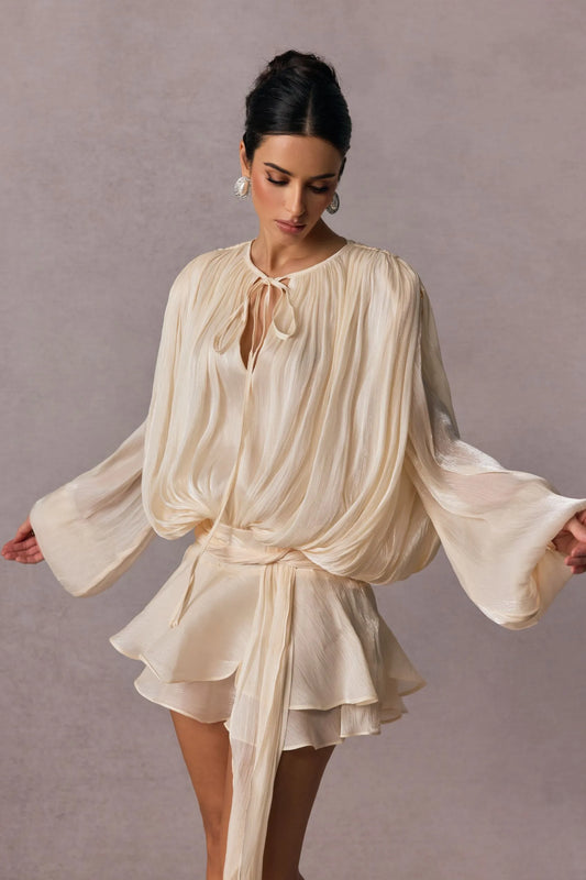 BERYL |  Pleated mini dress with ruffles