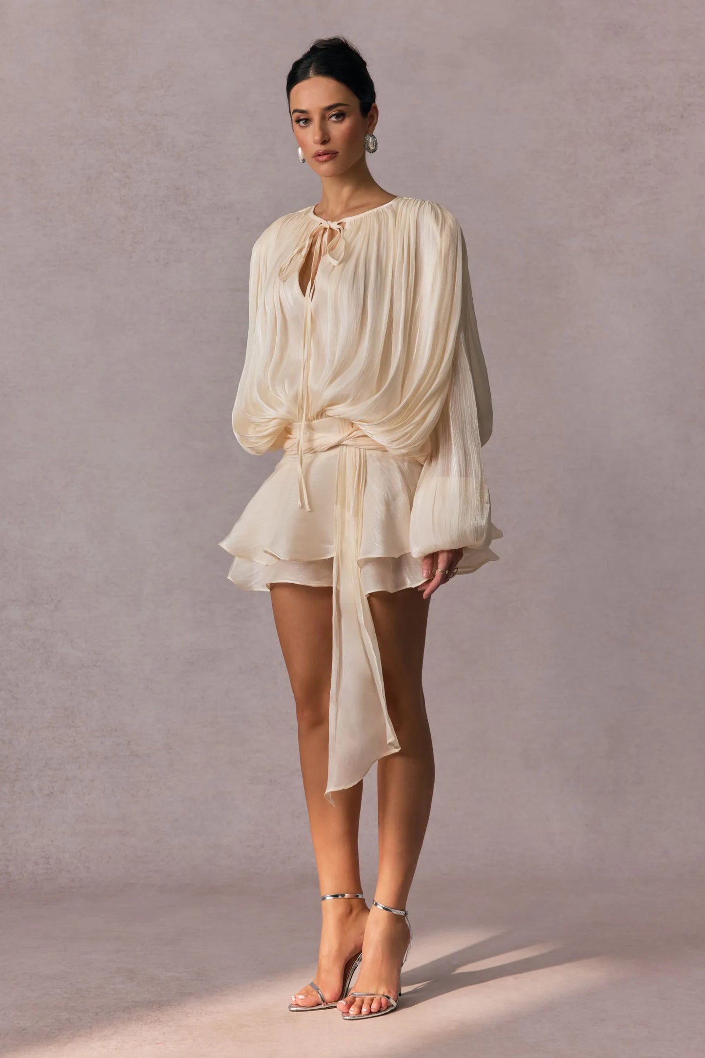 BERYL |  Pleated mini dress with ruffles