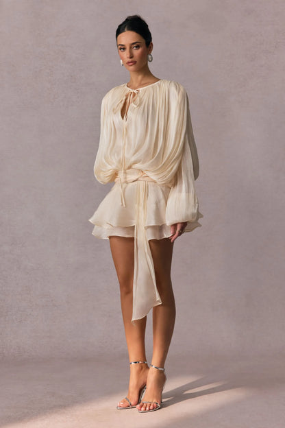 BERYL |  Pleated mini dress with ruffles