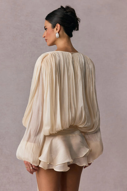 BERYL |  Pleated mini dress with ruffles