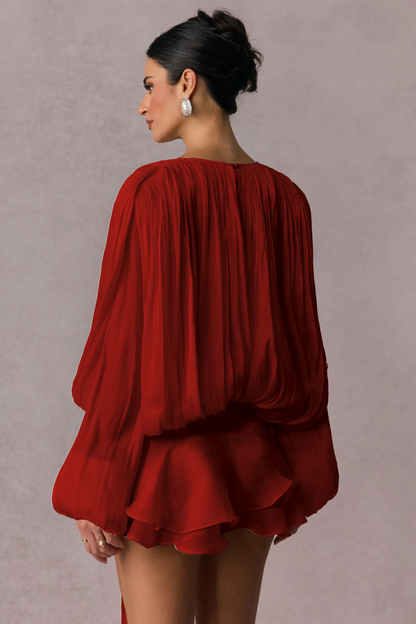 BERYL |  Pleated mini dress with ruffles