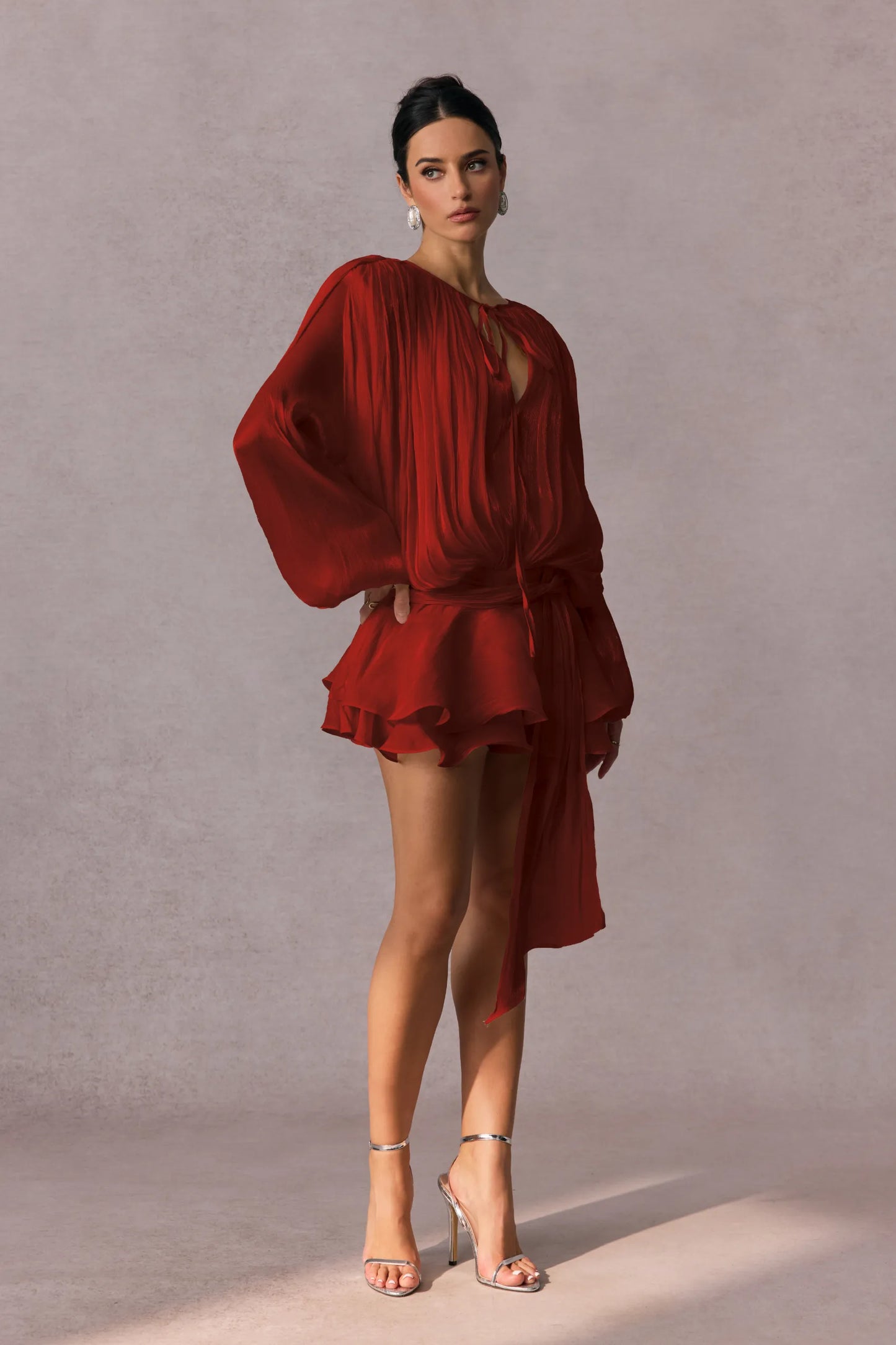 BERYL |  Pleated mini dress with ruffles