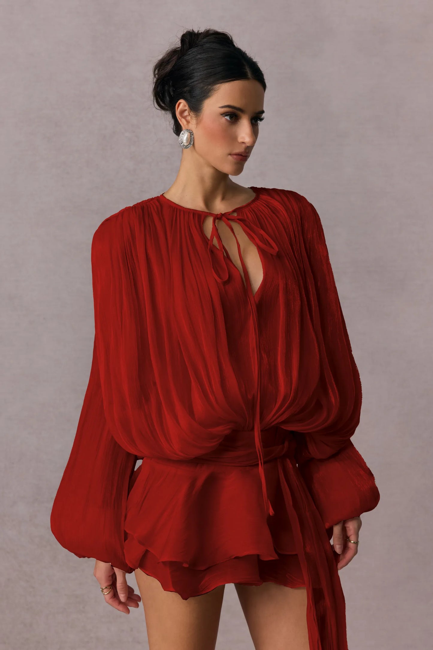 BERYL |  Pleated mini dress with ruffles