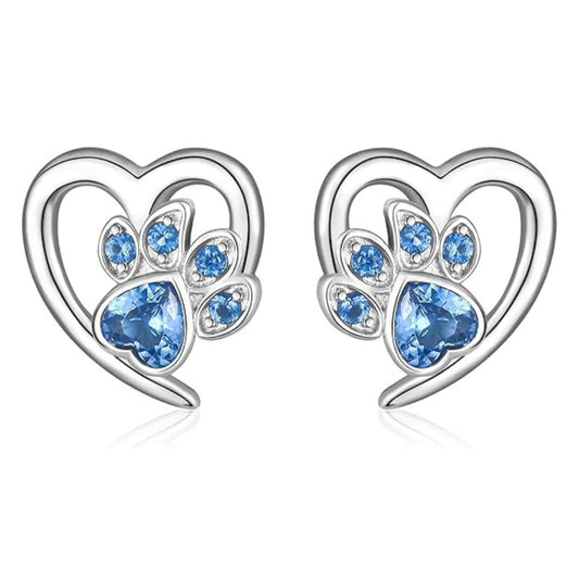 Paw and Heart Earrings with Zirconia