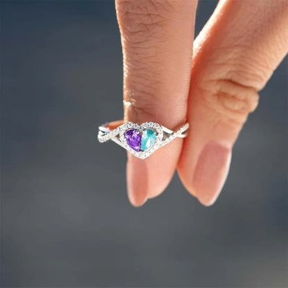 Suicide Prevention Awareness-Blue Purple Two Part Heart Ring