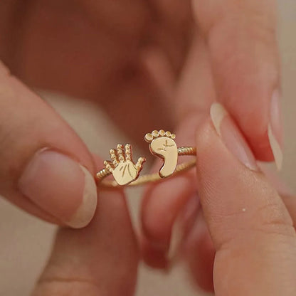 For Mother - S925 You Are Going to Make a Wonderful Mama Baby Palm and Feet Ring