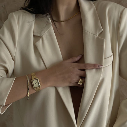 Fluette Watch Steel, Sand Texture Full Gold Colour